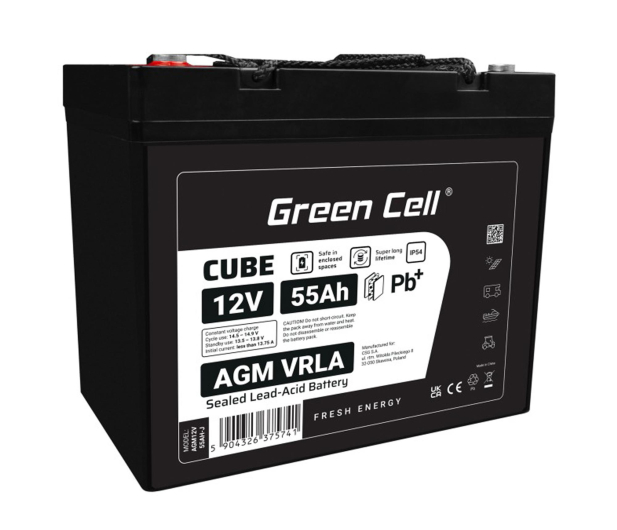 Green Cell Cube AGM VRLA IP54 12V 55Ah - 1364807 - zdjęcie
